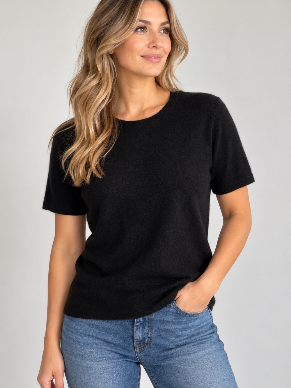 Jones New York 100% Cashmere Black Short Sleeve Sweater Women’s XL